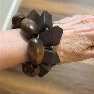 Set of 2 Wooden Chunky Stretch Bracelets.